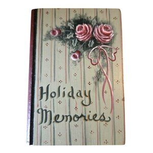 Christmas Holiday Memories Book Wooden Hand Painted Signed Decor